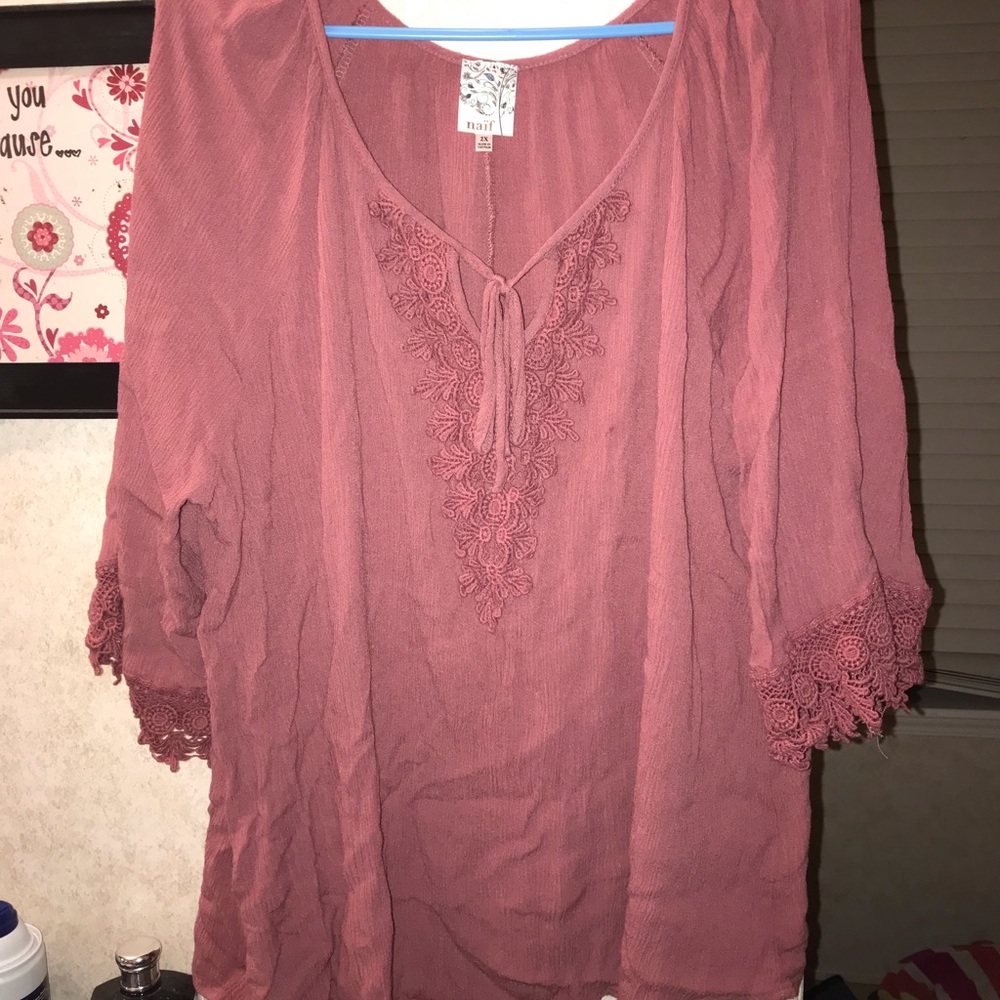 Dusty pink peasant top 2x